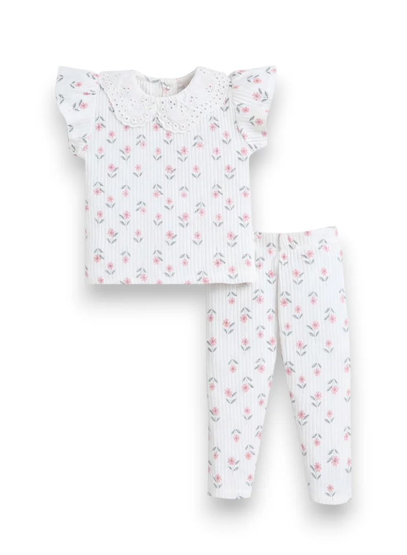 Victor And Jane  Infant Girls 2-Pack Drop Needle T-Shirts & 2-Pack Drop Needle Leggings Set for Women | Best Price UAE